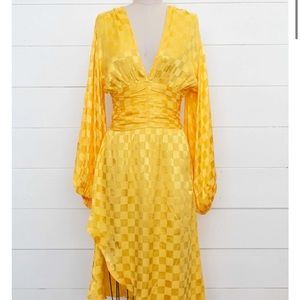 Hinano Midi Dress in Gold Jacquard 💛 Size Small